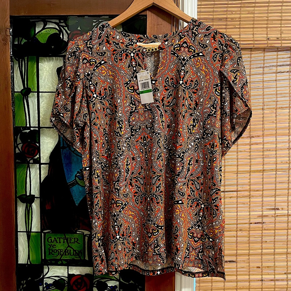 Michael Kors Orange Mandarin Collar Blouse